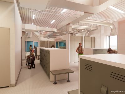 Sightlines in Locker Area towards the Lobby